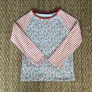 Mini Boden Flower Print/Striped Shirt, Size 6/7